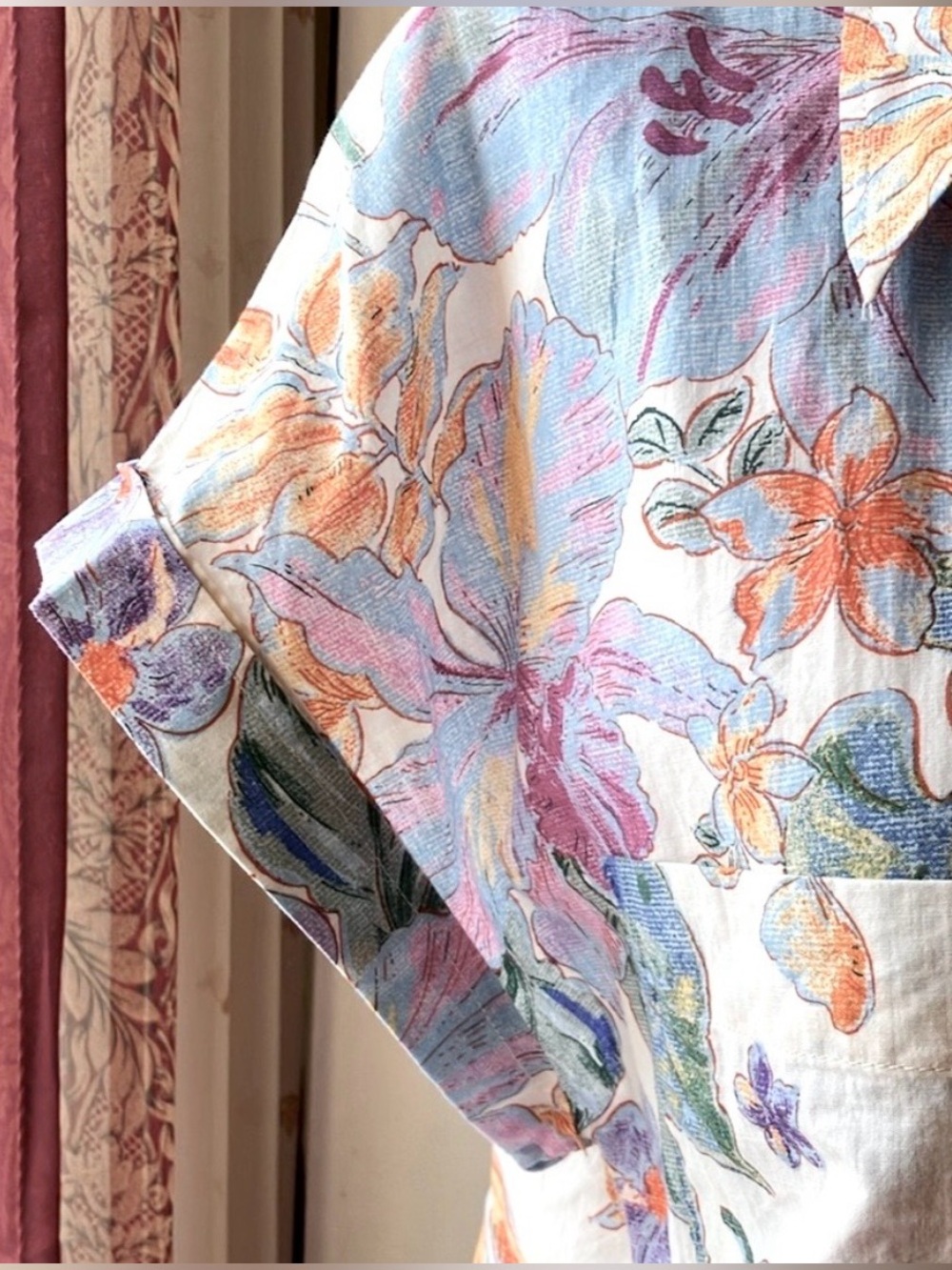 Mango Floral Pattern Shirt Cotton Short Sleeve Multicolor Size 8 - Picture 10 of 14
